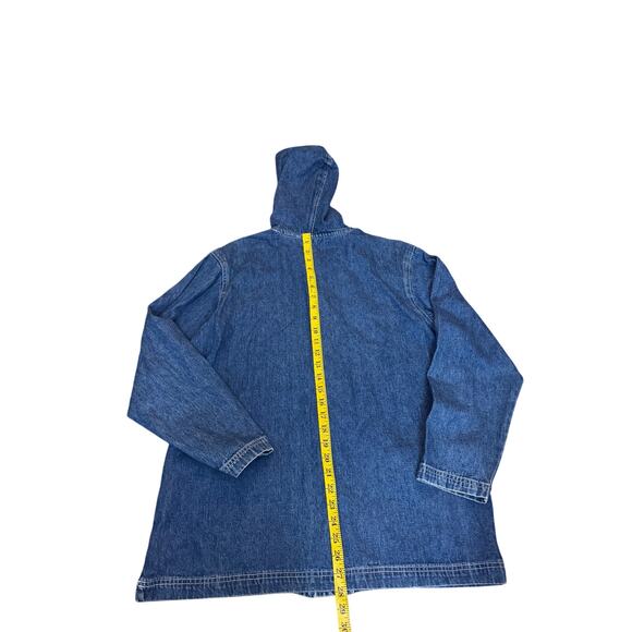 Desert Blues Denim Hooded Jacket Utility Workwear Jean Chore Coat Unisex L Vtg - Picture 5 of 6